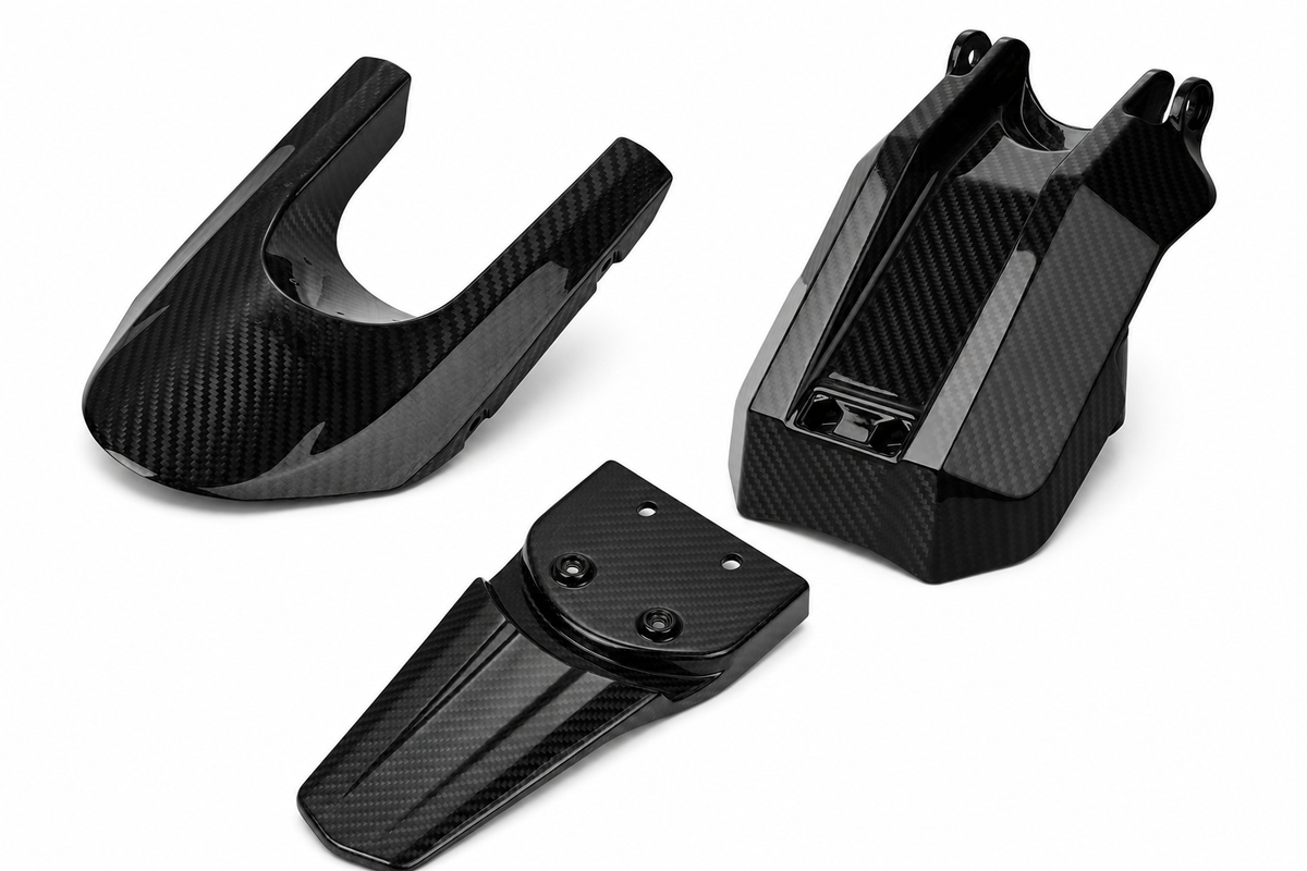 Carbon E Ride Pro Essentials Kit — Battery Cover + Rear Fender + Mud Guard
