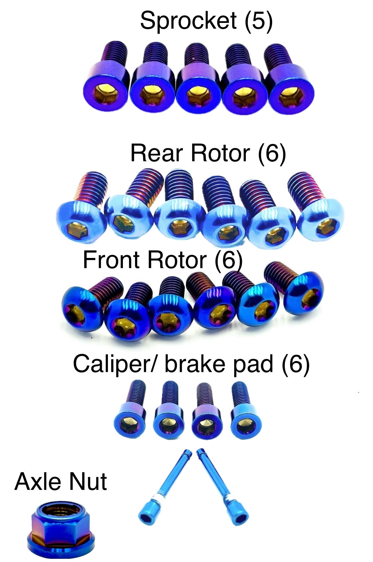 Titanium Front and Rear Wheel Bolt Kit – LT Racing